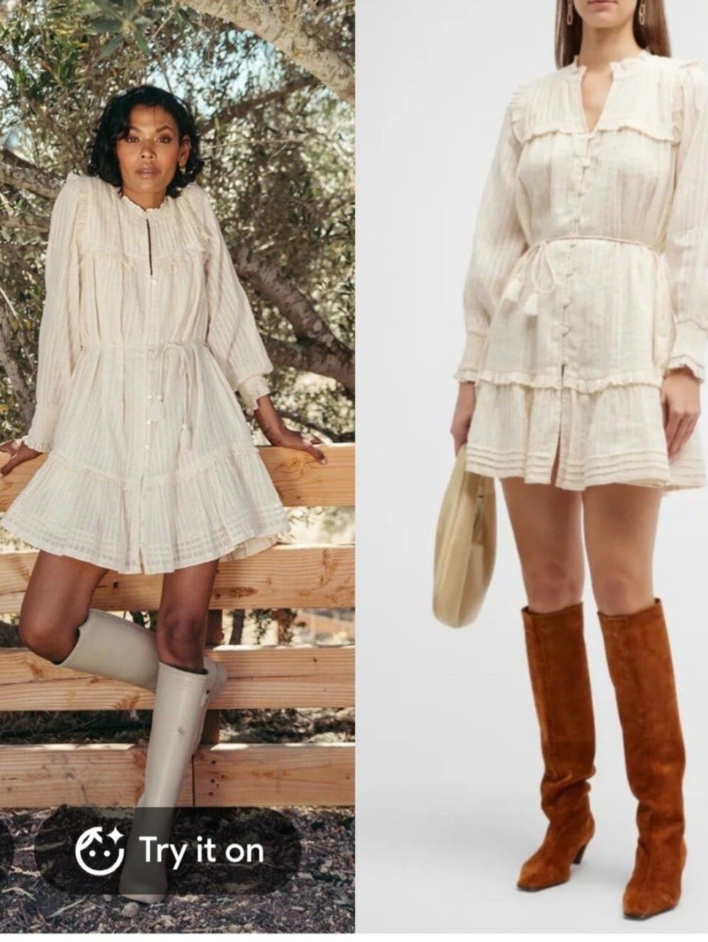 Cleobella Celene Mini Dress in ivory Gold Metallic Size XS